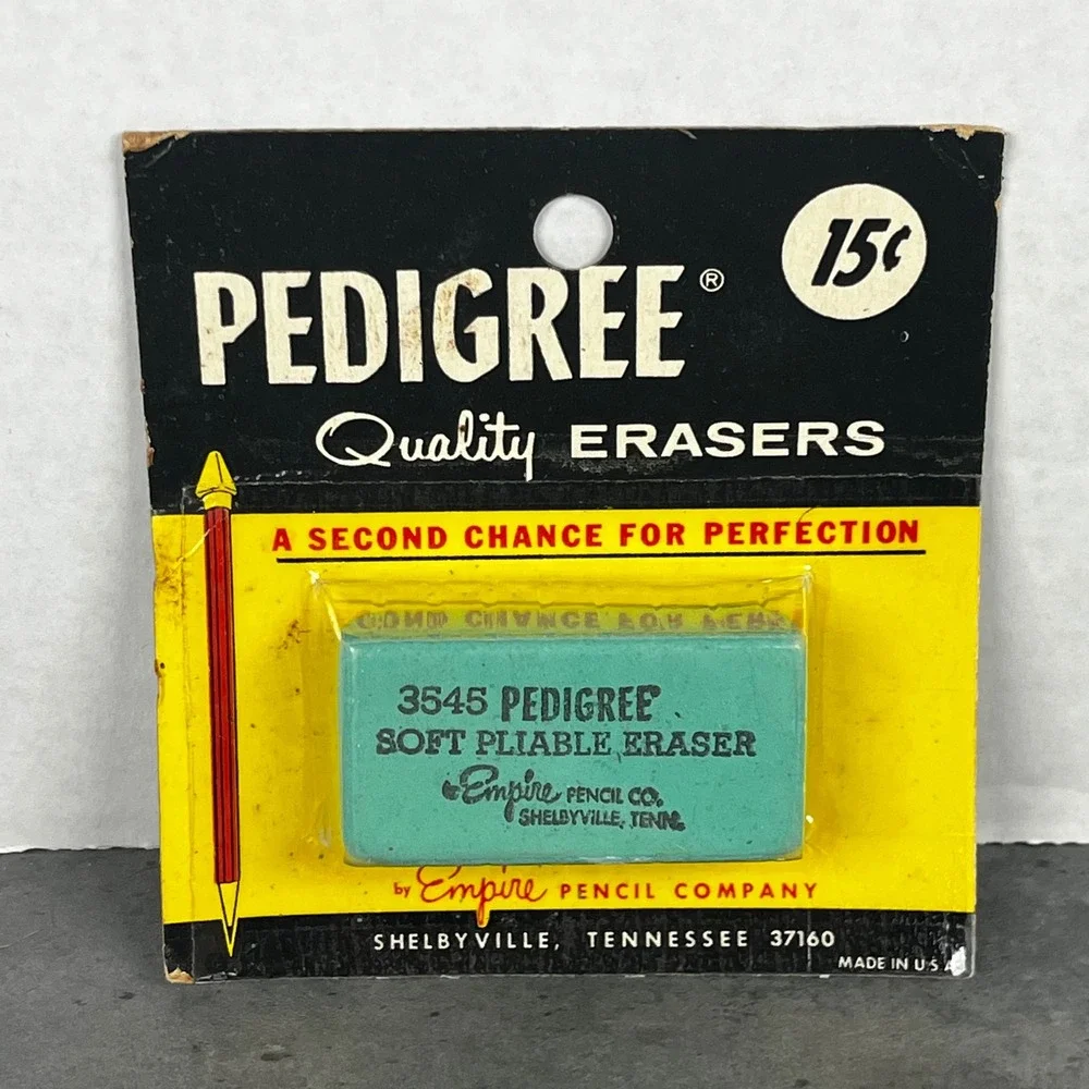 Vintage‎ Pedigree Soft Pliable Eraser 3545 Empire Pencil Co New Old Stock Teal